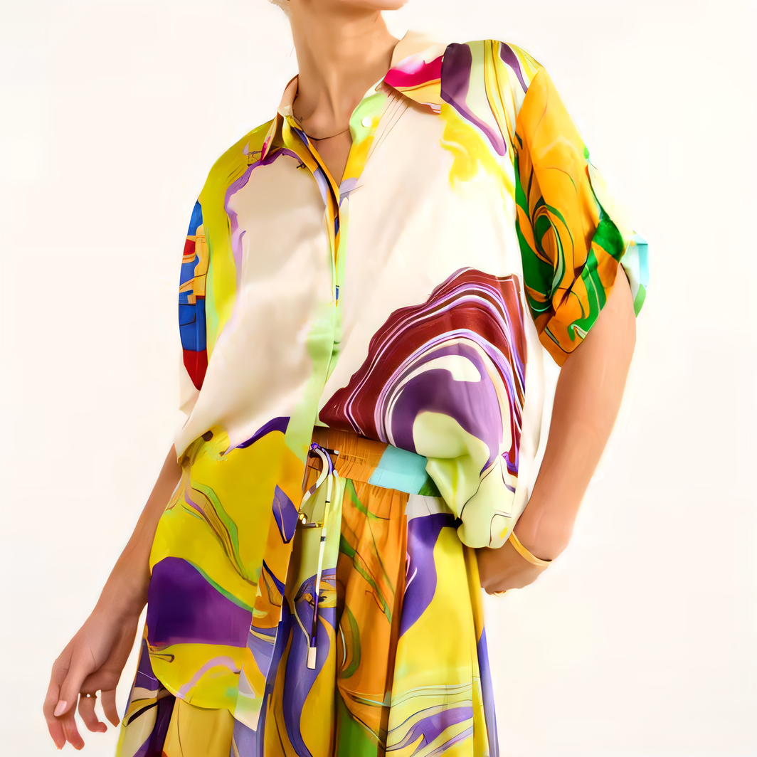 Merca Vibrant 2-Piece Blouse and Skirt Set