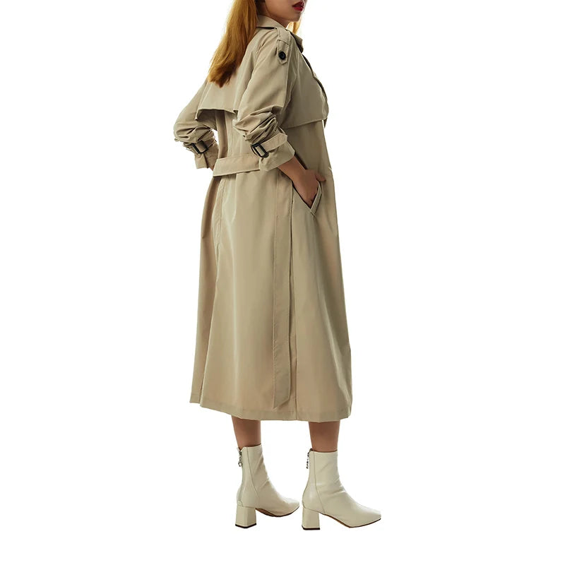 Women's Double Breasted Long Trench Coat