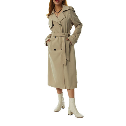 Women's Double Breasted Long Trench Coat