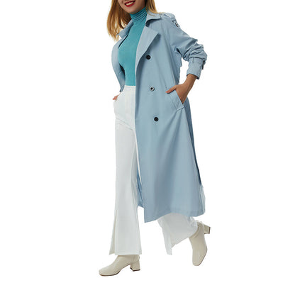 Women's Double Breasted Long Trench Coat