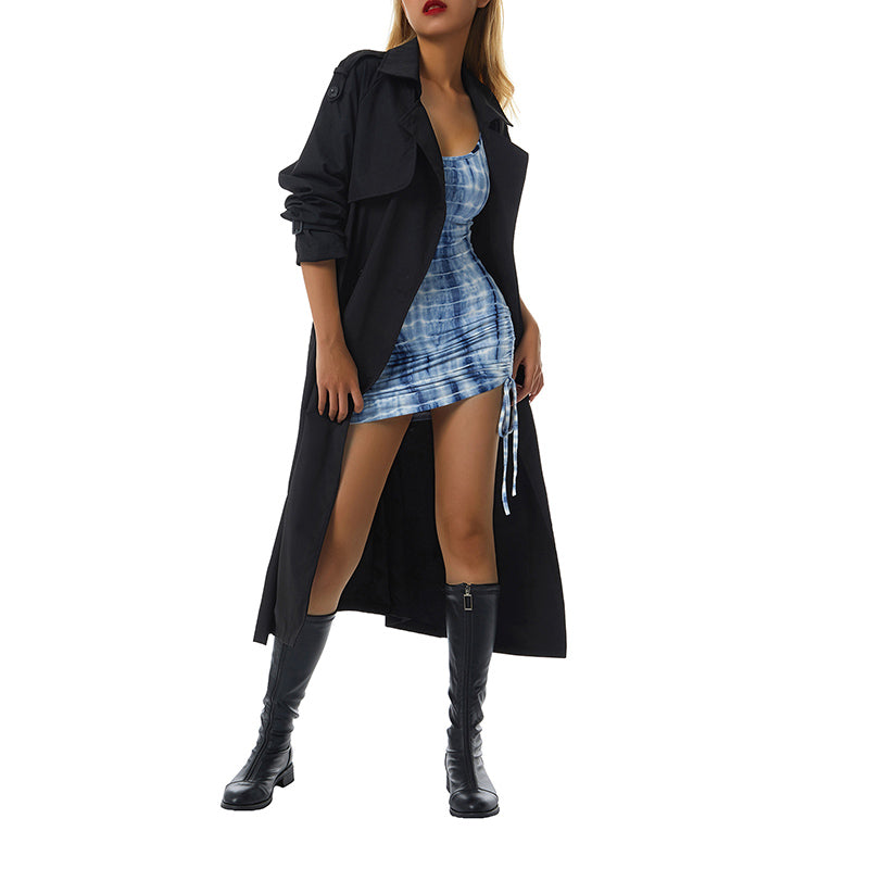 Women's Double Breasted Long Trench Coat