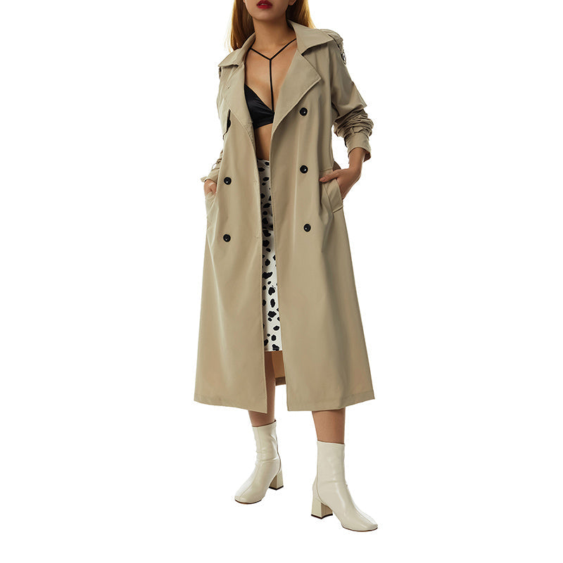 Women's Double Breasted Long Trench Coat