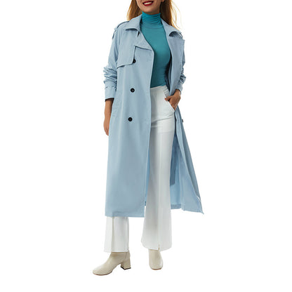 Women's Double Breasted Long Trench Coat