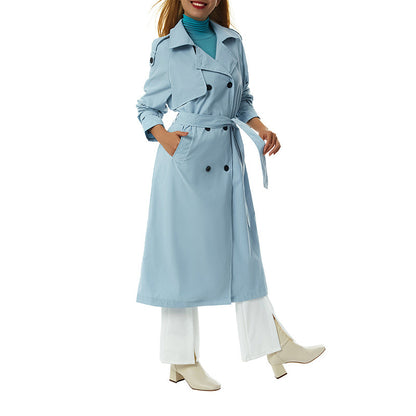 Women's Double Breasted Long Trench Coat