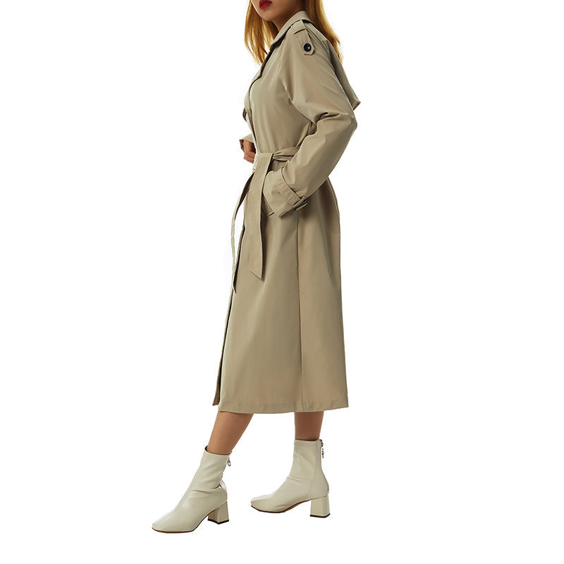 Women's Double Breasted Long Trench Coat