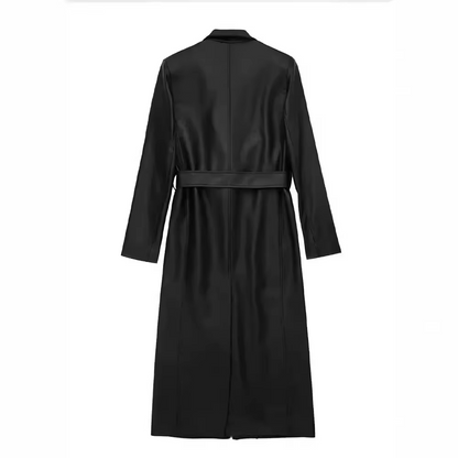 REINA OVERSIZED FAUX LEATHER TRENCH COAT